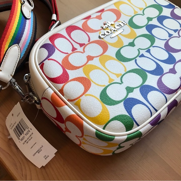 🌈 Coach Jamie Camera Bag In Rainbow Signature Canvas *Special Edition* - Picture 10 of 14
